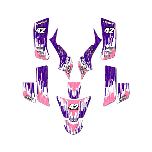 kawasaki kfx50 graphics kit 2003-2006 fracture series purple