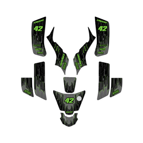 kawasaki kfx50 graphics kit 2003-2006 fracture series green-shift