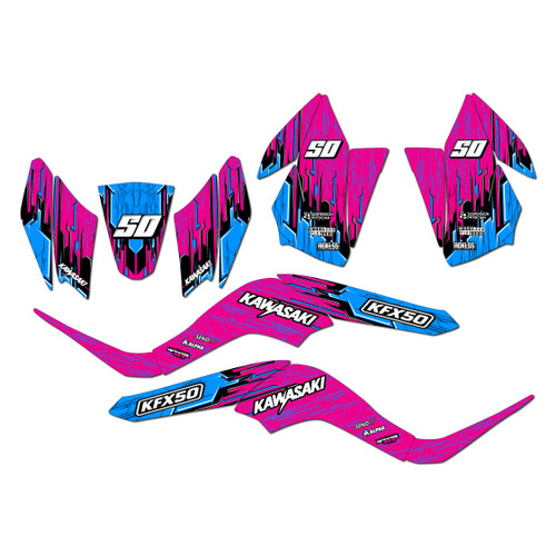 kawasaki kfx50 graphics kit 2007-2026 fracture series magenta
