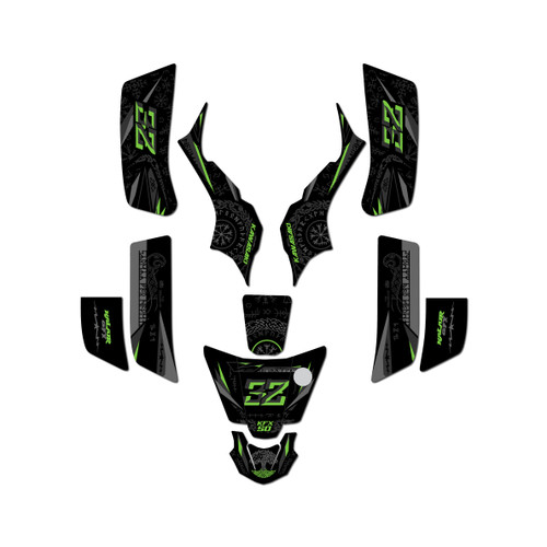 kawasaki kfx50 graphics kit 2003-2006 midgard series green-shift