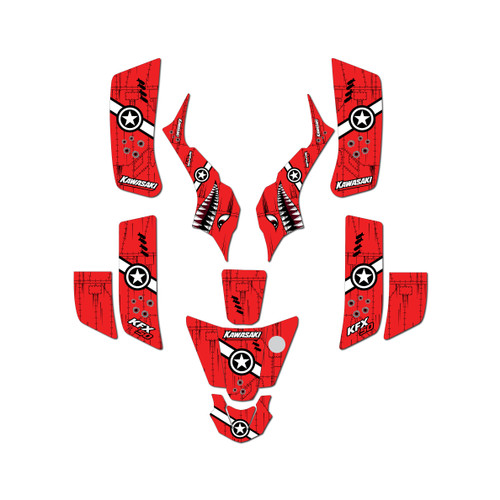 kawasaki kfx50 graphics kit 2003-2006 predator series red