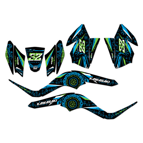 kawasaki kfx50 graphics kit 2007-2026 midgard series cyan