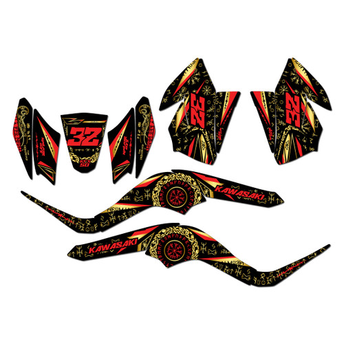 kawasaki kfx50 graphics kit 2007-2022 midgard series red