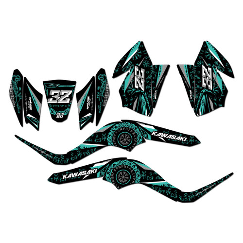 kawasaki kfx50 graphics kit 2007-2026 midgard series teal