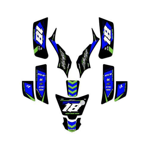kawasaki kfx50 graphics kit 2003-2006 rebel series blue