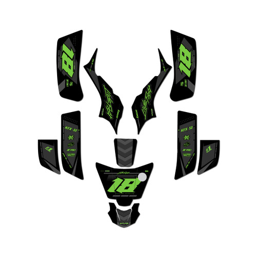 kawasaki kfx50 graphics kit 2003-2006 rebel series green-shift