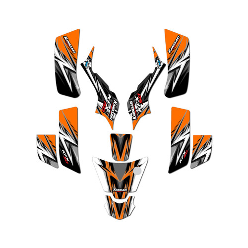 kawasaki kfx50 graphics kit 2003-2006 shred series orange