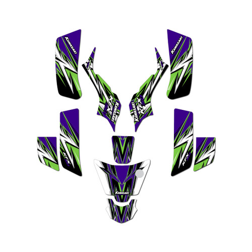 kawasaki kfx50 graphics kit 2003-2006 shred series purple