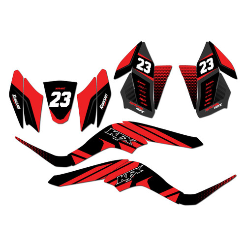kawasaki kfx50 graphics kit 2007-2022 oem series red