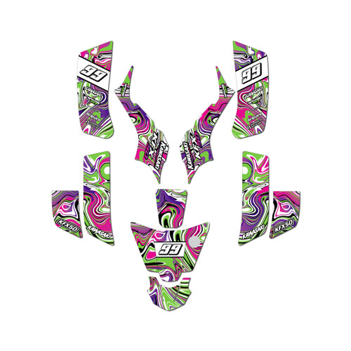kawasaki kfx50 graphics kit 2003-2006 snagged series purple
