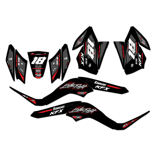 kawasaki kfx50 graphics kit 2007-2022 rebel series red