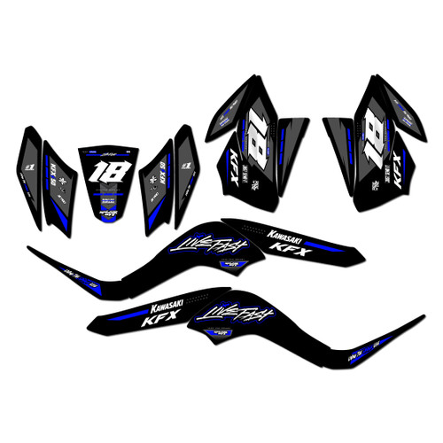 kawasaki kfx50 graphics kit 2007-2022 rebel series blue