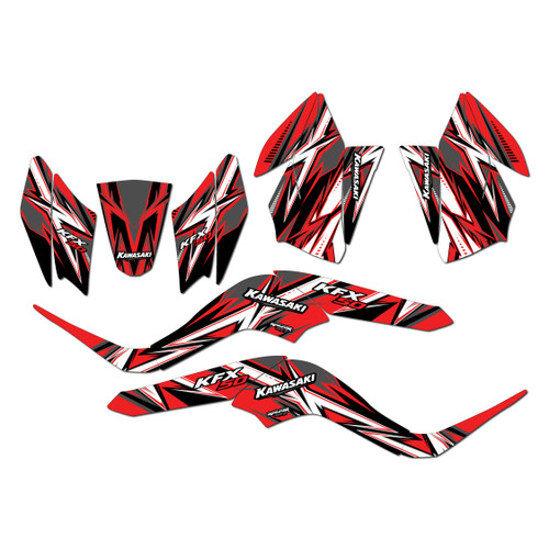 kawasaki kfx50 graphics kit 2007-2022 shred series red