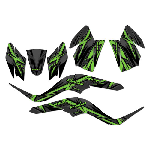 kawasaki kfx50 graphics kit 2007-2026 shred series green-shift