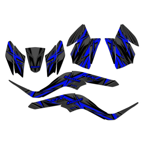 kawasaki kfx50 graphics kit 2007-2022 shred series blue-shift