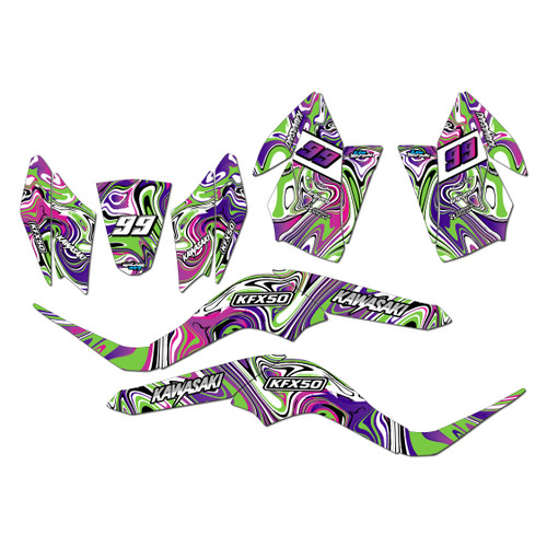 kawasaki kfx50 graphics kit 2007-2022 snagged series purple