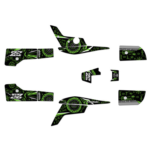 kawasaki mojave250 graphics kit all years midgard series green