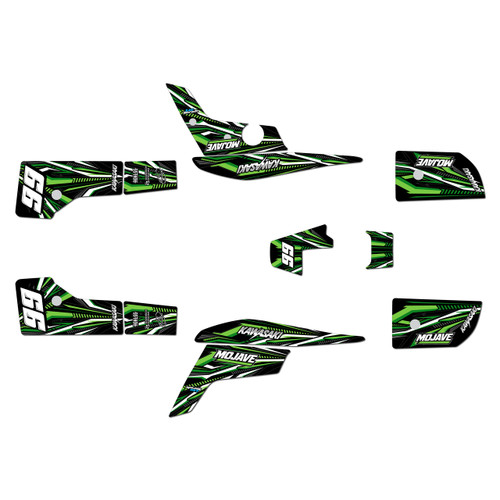 kawasaki mojave250 graphics kit all years revolt series green
