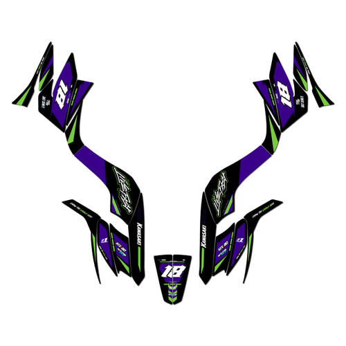 kawasaki kfx90 graphics kit all years rebel series purple