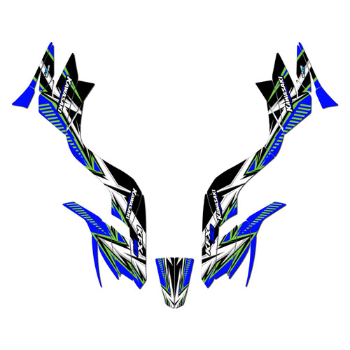 kawasaki kfx90 graphics kit all years shred series blue
