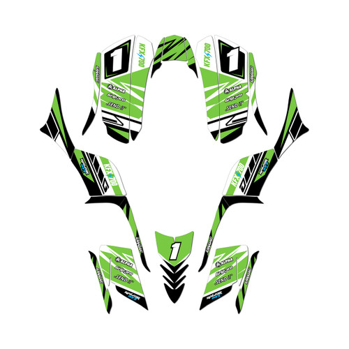 kawasaki kfx700 graphics kit all years blazing series green
