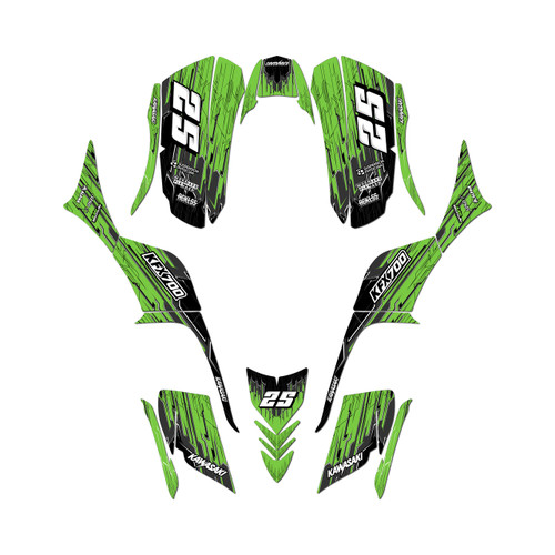 kawasaki kfx700 graphics kit all years fracture series green