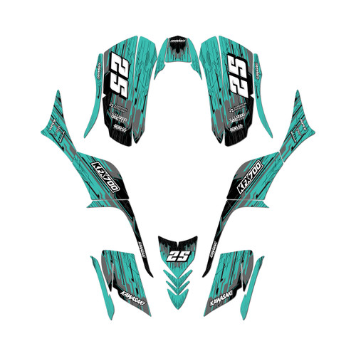 kawasaki kfx700 graphics kit all years fracture series teal