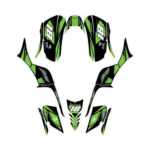 kawasaki kfx700 graphics kit all years rebel series green