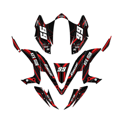 kawasaki kfx450r graphics kit 2008-2014 electron series red