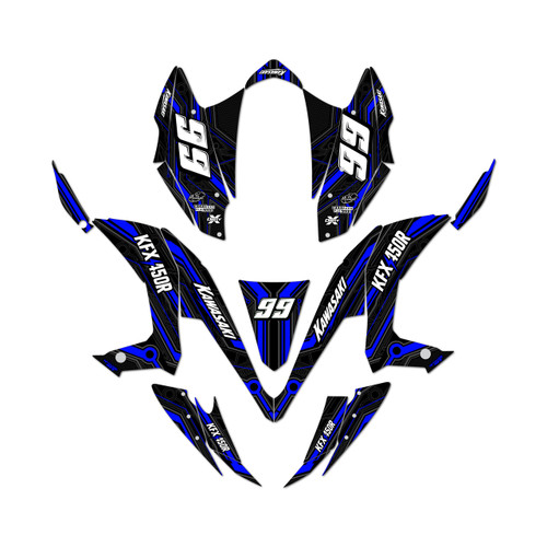 kawasaki kfx450r graphics kit 2008-2014 electron series blue