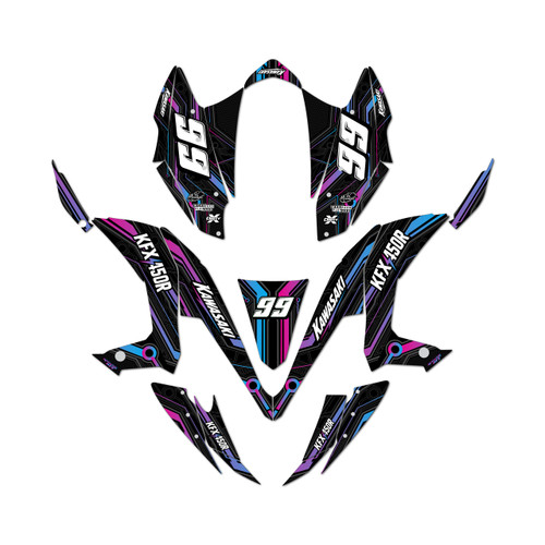 kawasaki kfx450r graphics kit 2008-2014 electron series magenta