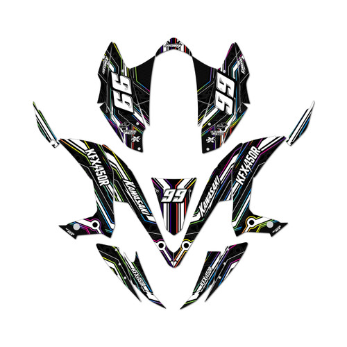 kawasaki kfx450r graphics kit 2008-2014 electron series rainbow