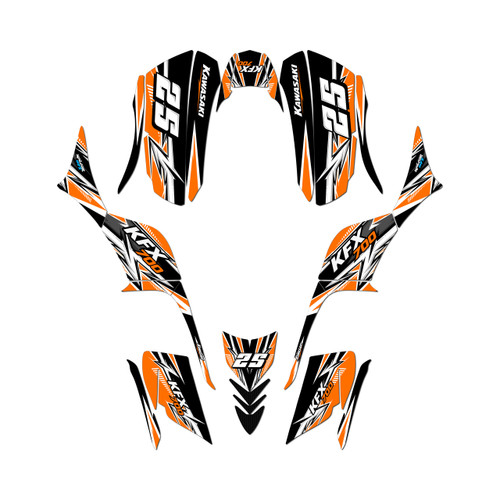 kawasaki kfx700 graphics kit all years shred series orange