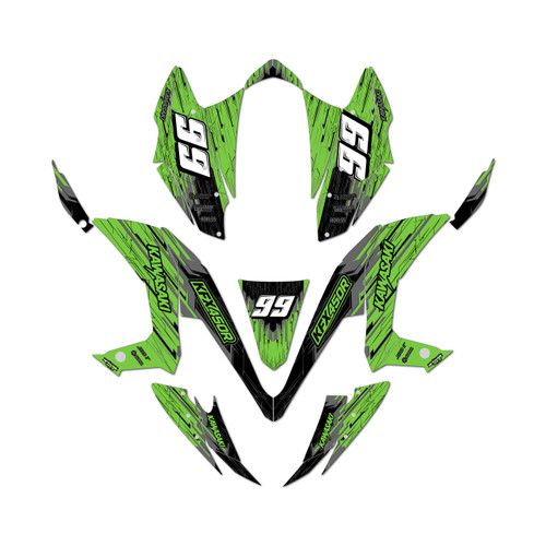 kawasaki kfx450r graphics kit 2008-2014 fracture series green-shift