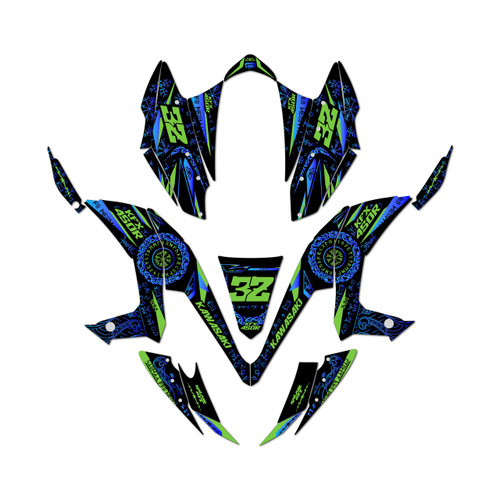 kawasaki kfx450r graphics kit 2008-2014 midgard series blue