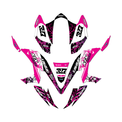 kawasaki kfx450r graphics kit 2008-2014 rail series magenta