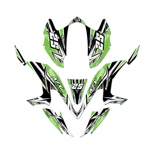 kawasaki kfx450r graphics kit 2008-2014 shred series green