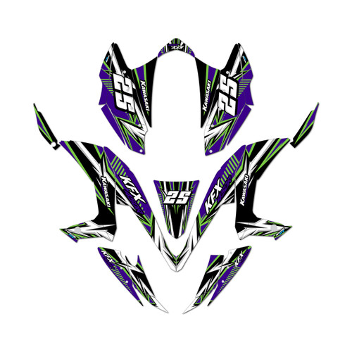 kawasaki kfx450r graphics kit 2008-2014 shred series purple