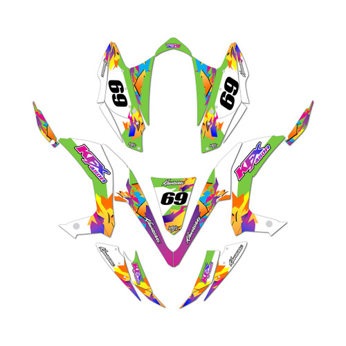 kawasaki kfx450r graphics kit 2008-2014 throwback series green