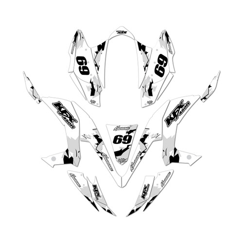 kawasaki kfx450r graphics kit 2008-2014 throwback series white