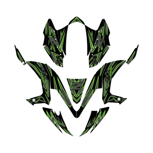 kawasaki kfx450r graphics kit 2008-2014 vizion series green-shift