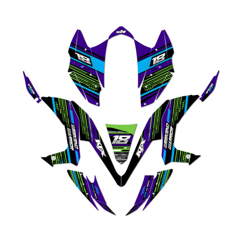 kawasaki kfx450r graphics kit 2008-2014 warrior series purple