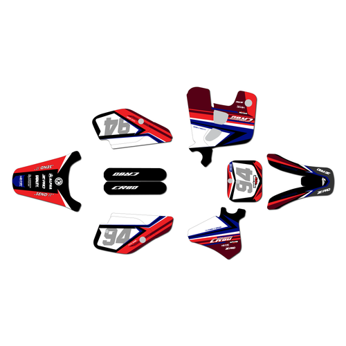 honda cr80 graphics kit 1993-1995 imperator series red-blue