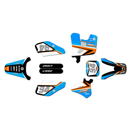 honda cr80 graphics kit 1993-1995 imperator series orange-blue