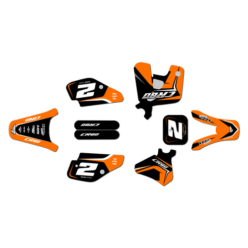 honda cr80 graphics kit 1993-1995 lightning series orange
