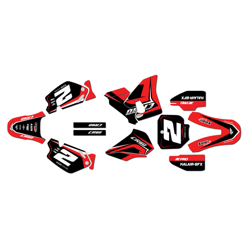 honda cr80 graphics kit 1998-2003 lightning series red