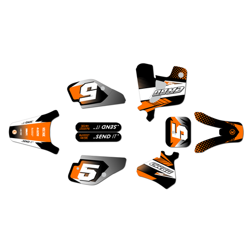 honda cr80 graphics kit 1993-1995 turbo series orange
