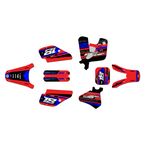 honda cr80 graphics kit 1993-1995 warrior series red-blue