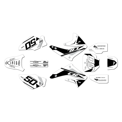 honda cr85 graphics kit 2003-2014 evo series white