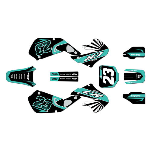 honda cr125 graphics kit 1998-1999 fh series teal